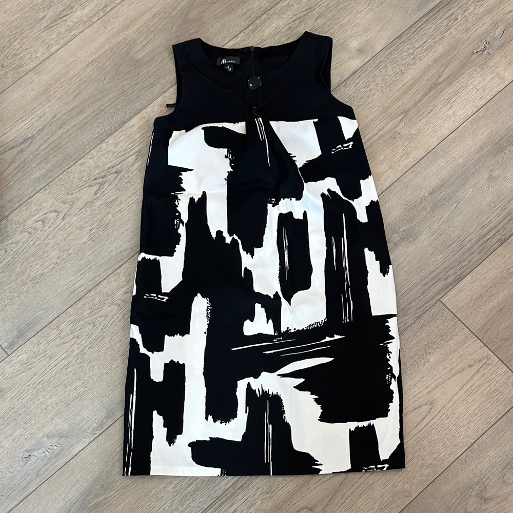 AB Studio Black and White Abstract Mini Dress